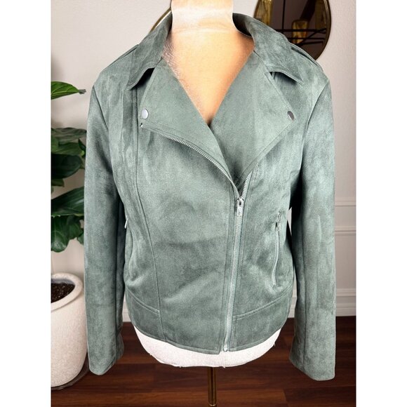 BB Dakota Faux Suede Moto Bomber Jacket | elevated streetwear | XXL | NWOT - Picture 2 of 13